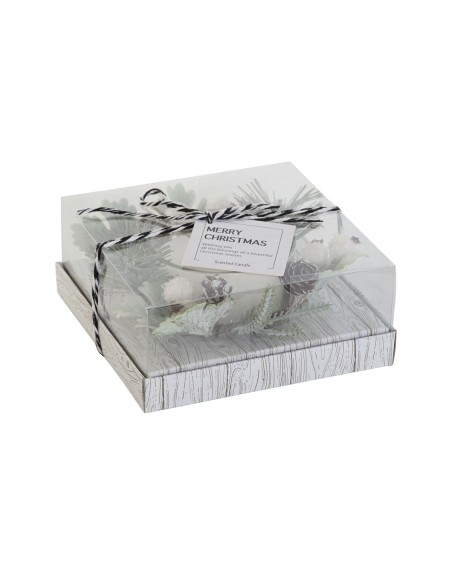 Bougie DKD Home Decor Blanc Noël 15 x 15 x 5.5 cm 13 x 13 x 5,5 cm