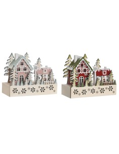 Décorations de Noël DKD Home Decor Rouge Rose 21 x 9,5 x 19 cm (2 Unités)