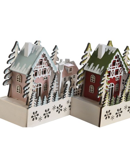 Décorations de Noël DKD Home Decor Rouge Rose 21 x 9,5 x 19 cm (2 Unités)