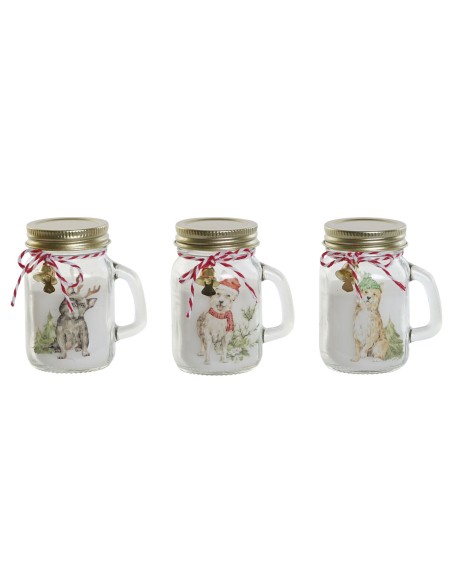 Bougie DKD Home Decor Blanc Doré Noël 8 x 5 x 9 cm (3 Unités)