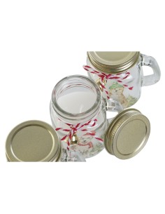 Bougie DKD Home Decor Blanc Doré Noël 8 x 5 x 9 cm (3 Unités) 2