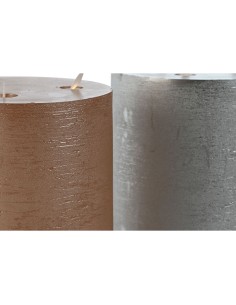 Bougie LED DKD Home Decor Doré Argenté 15 x 15 x 20 cm (AA) (2 Unités) 2