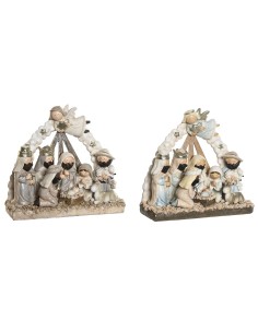 Crèche de Noël DKD Home Decor Bleu Blanc Marron Résine 23,5 x 8 x 20,5 cm (2 Unités)