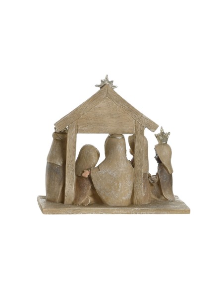 Crèche de Noël DKD Home Decor Bleu Marron Doré Résine 7 x 7 x 15,5 cm (2 Unités)