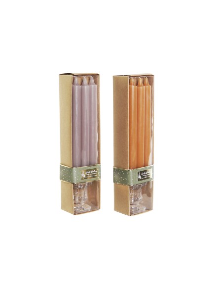 Chandelles DKD Home Decor Gris Orange Noël 2 x 2 x 20 cm (4 Pièces) (2 Unités)
