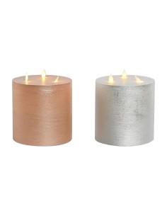 Bougie LED DKD Home Decor Doré Argenté 15 x 15 x 15 cm (AA) (2 Unités)