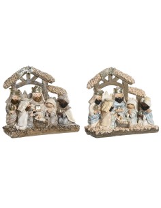 Crèche de Noël DKD Home Decor Bleu Blanc Marron Résine 20 x 7 x 17,5 cm (2 Unités)