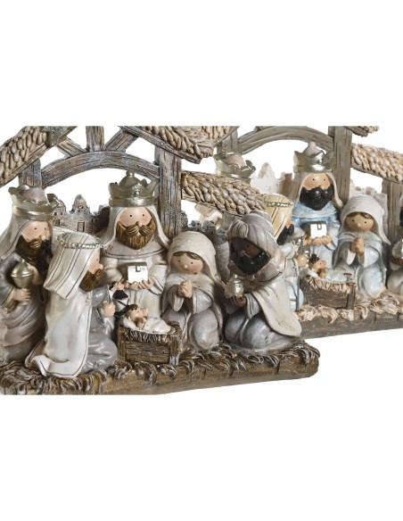 Crèche de Noël DKD Home Decor Bleu Blanc Marron Résine 20 x 7 x 17,5 cm (2 Unités)