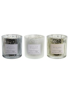 Bougie DKD Home Decor Blanc Doré Argenté 8,8 x 8,8 x 9 cm (3 Unités)
