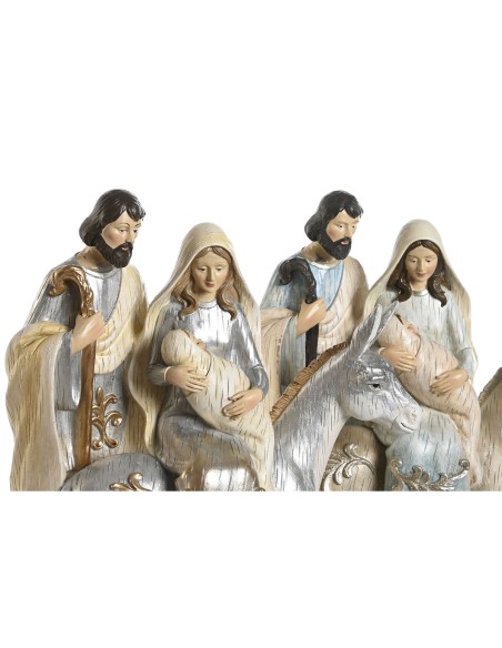 Crèche de Noël DKD Home Decor Bleu Blanc Marron Argenté Résine 23,5 x 16 x 32 cm (2 Unités)