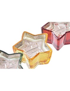 Bougie DKD Home Decor Jaune Rouge Vert Étoile Noël 10 x 10 x 5,5 cm (3 Unités) 2