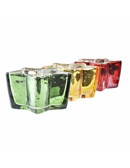Bougie DKD Home Decor Jaune Rouge Vert Étoile Noël 10 x 10 x 5,5 cm (3 Unités)