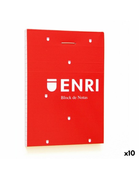 Bloc de Notes ENRI Rouge A7 80 Volets 4 mm (10 Unités)