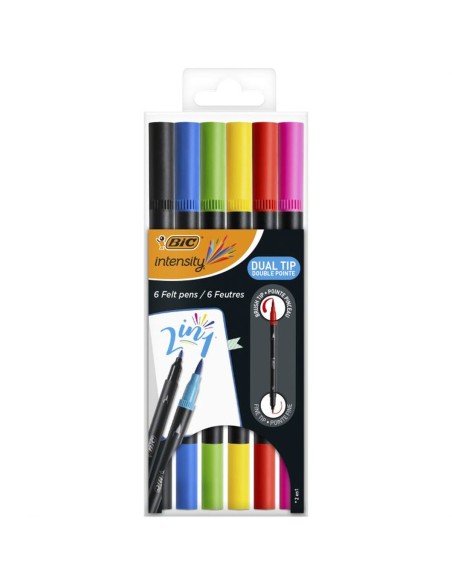 Ensemble de Marqueurs Bic Intensity Dual Tip Multicouleur 6 Pièces
