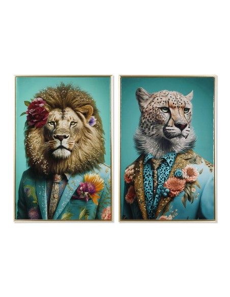 Cadre Home ESPRIT Colonial Lion 63 x 3,5 x 93 cm (2 Unités)