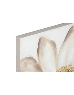 Cadre Home ESPRIT Beige Doré Toile Bois MDF Fleur Romantique 60 x 3 x 60 cm (2 Unités) 2