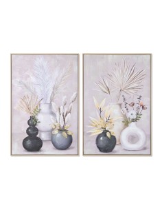 Cadre Home ESPRIT Toile Bois MDF Vase Scandinave 62 x 4 x 92 cm (2 Unités)