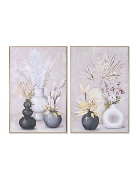 Cadre Home ESPRIT Toile Bois MDF Vase Scandinave 62 x 4 x 92 cm (2 Unités)