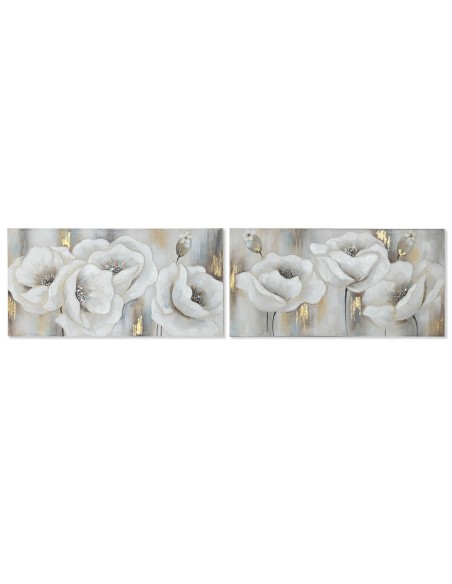 Cadre Home ESPRIT Blanc Gris Toile Bois MDF Traditionnel 120 x 3 x 60 cm (2 Unités)