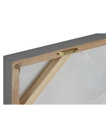 Cadre Home ESPRIT Blanc Gris Toile Bois MDF Traditionnel 120 x 3 x 60 cm (2 Unités)
