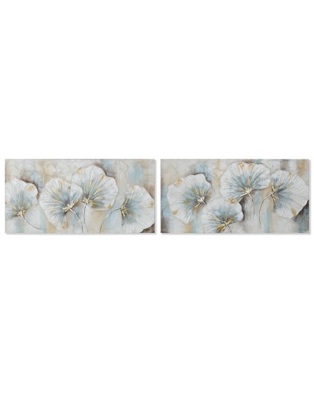 Cadre Home ESPRIT Bleu Doré Toile Bois MDF Traditionnel 120 x 3 x 60 cm (2 Unités)
