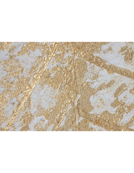 Cadre Home ESPRIT Blanc Doré Toile Bois MDF Moderne Feuille d'une plante 82 x 4,5 x 82 cm (2 Unités)