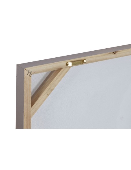 Cadre Home ESPRIT Beige Doré Toile Bois MDF Moderne Fleur 80 x 3 x 80 cm (2 Unités)