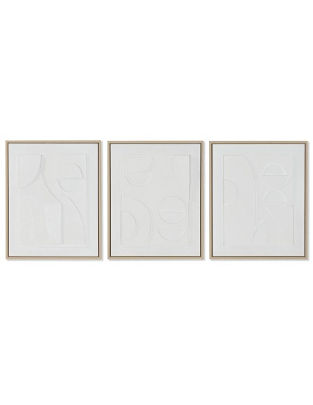 Cadre Home ESPRIT Blanc polystyrène Toile Abstrait Scandinave 40 x 4,8 x 50 cm (3 Unités)