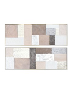 Cadre Home ESPRIT Marron Beige polystyrène Toile Moderne Urbaine 152 x 5 x 52 cm (2 Unités)