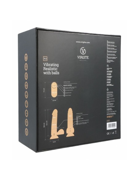 Gode réaliste Virgite R12 Noir 14,4 cm
