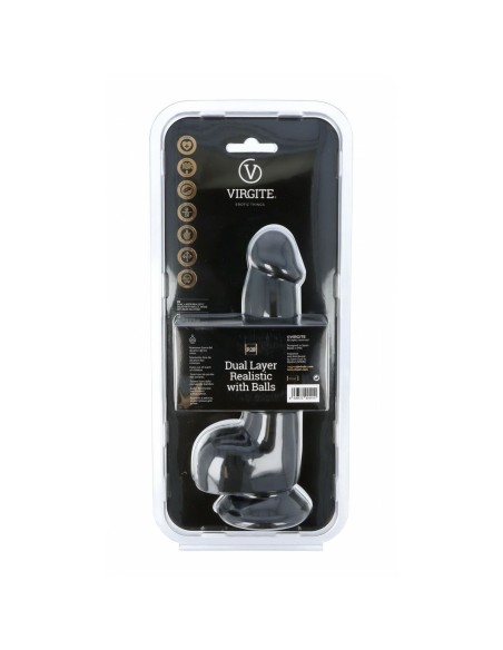 Gode réaliste Virgite R28 Noir 20 cm