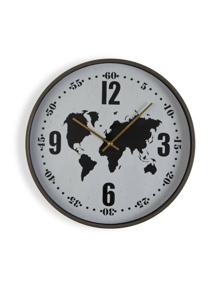 Horloge Murale Versa Métal Mappemonde 4,1 x 40,6 x 40,6 cm