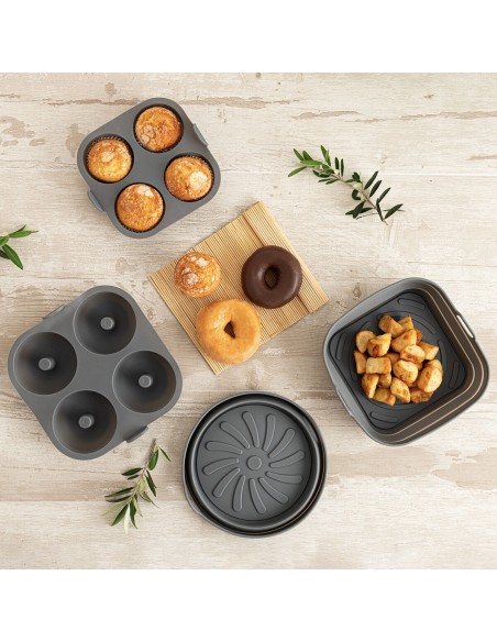 Moules à Muffins Quid Naturalia Gris 17 x 17 x 5 cm Silicone (12 Unités)