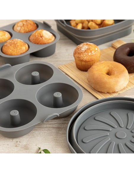 Moules à Muffins Quid Naturalia Gris 17 x 17 x 5 cm Silicone (12 Unités)
