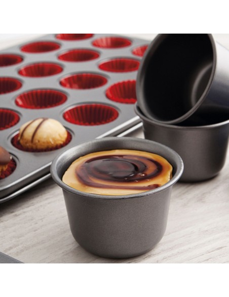 Moule à flan Quid Sweet Grey Noir Métal 9,5 cm (24 Unités)