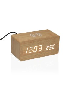 Pendule Réveil Versa Bois MDF Minimaliste 7 x 7 x 15 cm
