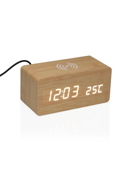 Pendule Réveil Versa Bois MDF Minimaliste 7 x 7 x 15 cm