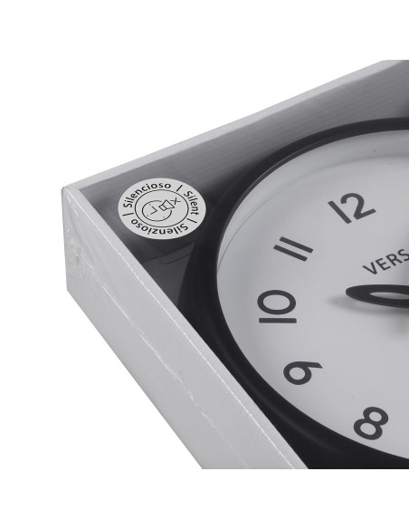 Horloge Murale Versa Blanc Noir Plastique