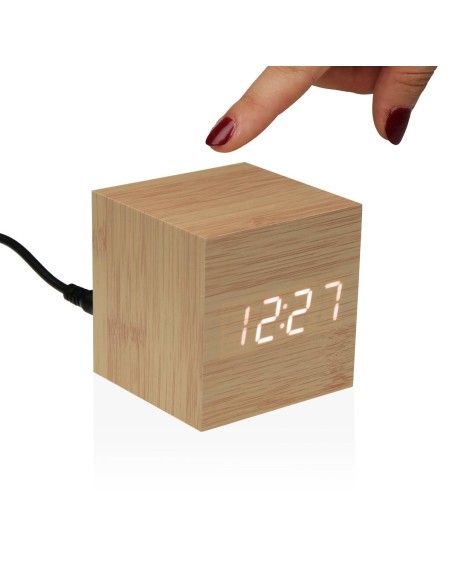 Pendule Réveil Versa Bois MDF Minimaliste 6,4 x 6,3 x 6,4 cm