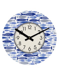 Horloge Murale Versa Bois Poissons 4 x 30 x 30 cm