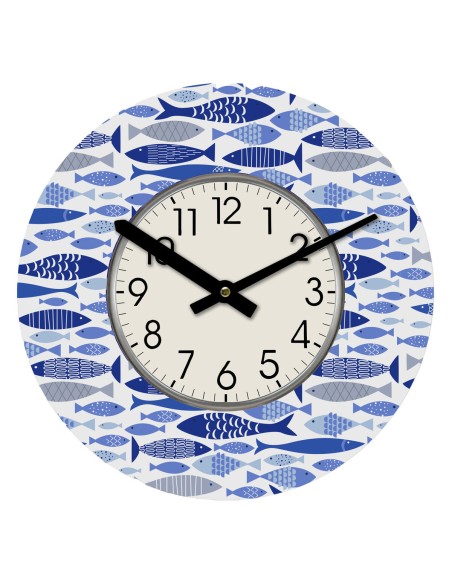 Horloge Murale Versa Bois Poissons 4 x 30 x 30 cm