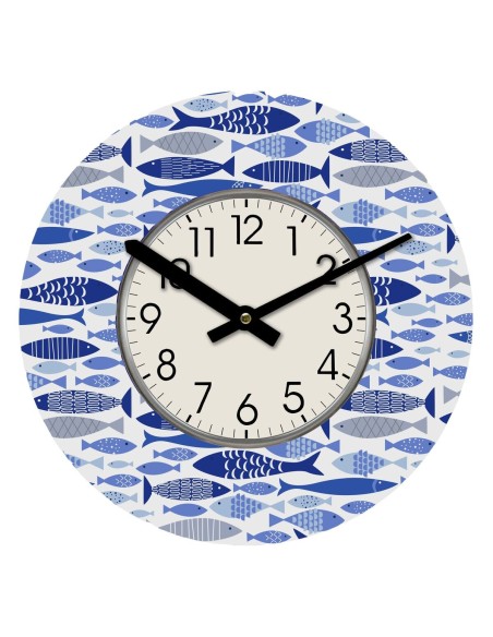Horloge Murale Versa Bois Poissons 4 x 30 x 30 cm
