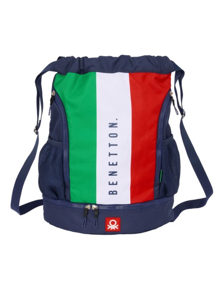 Sac à dos serré par des ficelles Benetton Flag Blue marine 35 x 40 x 1 cm