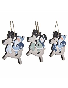 Ensemble Décorations de Noël DKD Home Decor Renne Bois MDF (21 x 8 x 1,5 cm) (8 cm) 2