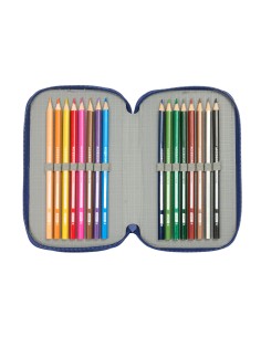 Pochette à crayons triple F.C. Barcelona Blue marine 12,5 x 19,5 x 5,5 cm 37 Pièces 2