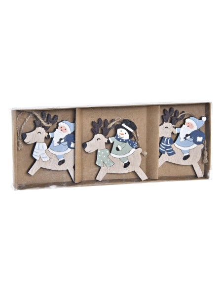 Ensemble Décorations de Noël DKD Home Decor Renne Bois MDF (21 x 8 x 1,5 cm) (8 cm)