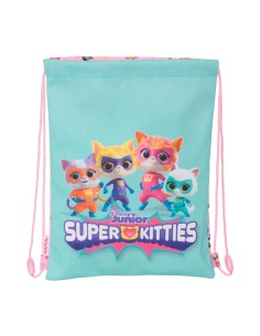 Sac à dos serré par des ficelles SuperKitties Rose Turquoise 26 x 34 x 1 cm