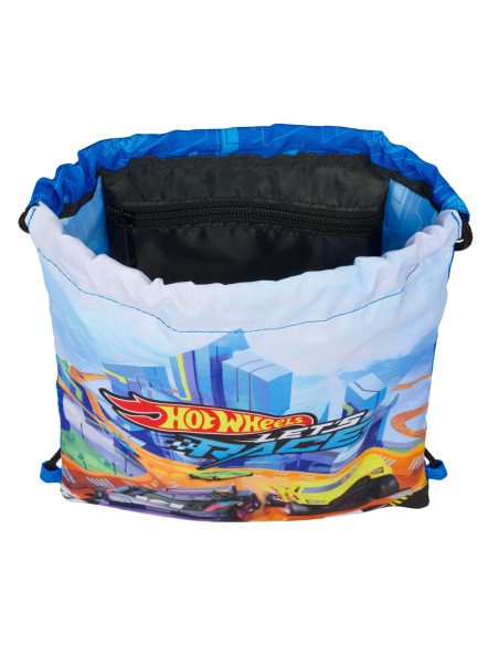 Sac à dos serré par des ficelles Hot Wheels Let's race Bleu Noir 26 x 34 x 1 cm