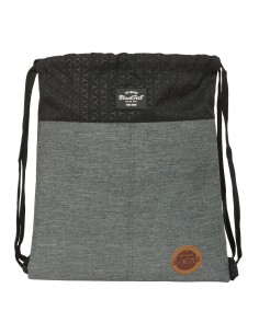 Sac à dos serré par des ficelles BlackFit8 Old school Noir Gris 35 x 40 x 1 cm