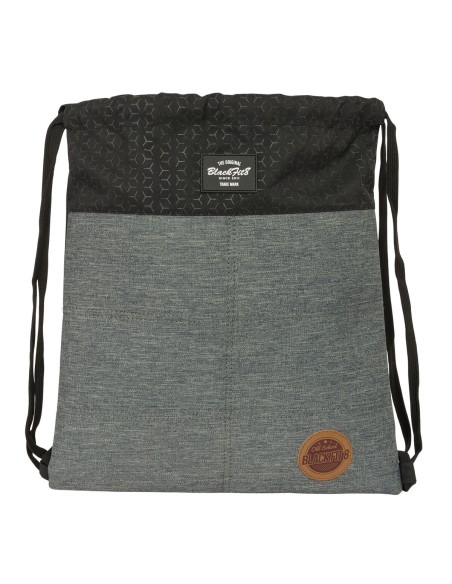 Sac à dos serré par des ficelles BlackFit8 Old school Noir Gris 35 x 40 x 1 cm